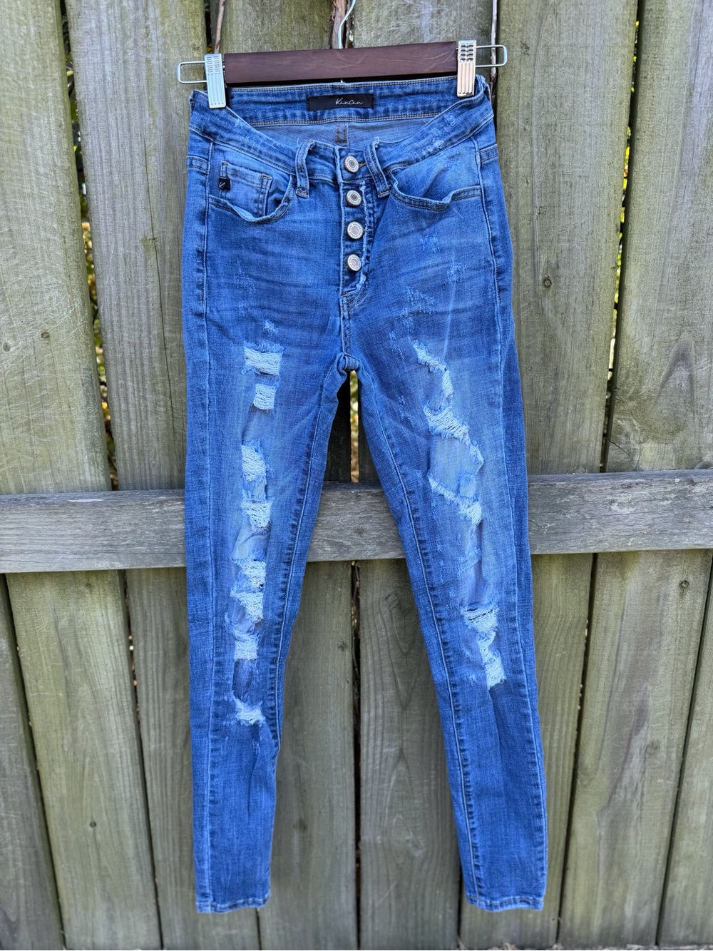 KanCan Blue High-Rise Distressed Skinny Jeans